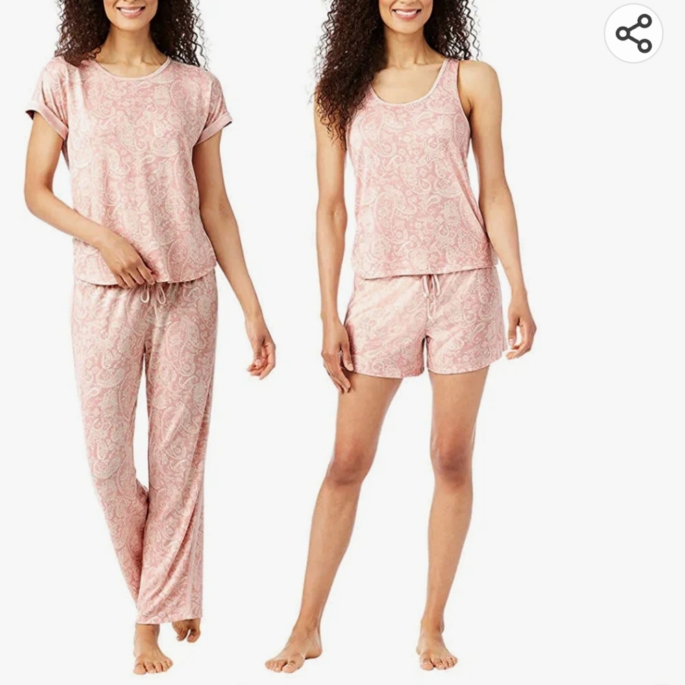 Lucky Brand Women's 4 Piece Pajama Set, Tee, Tank, Short, & Pant NWT - Medium